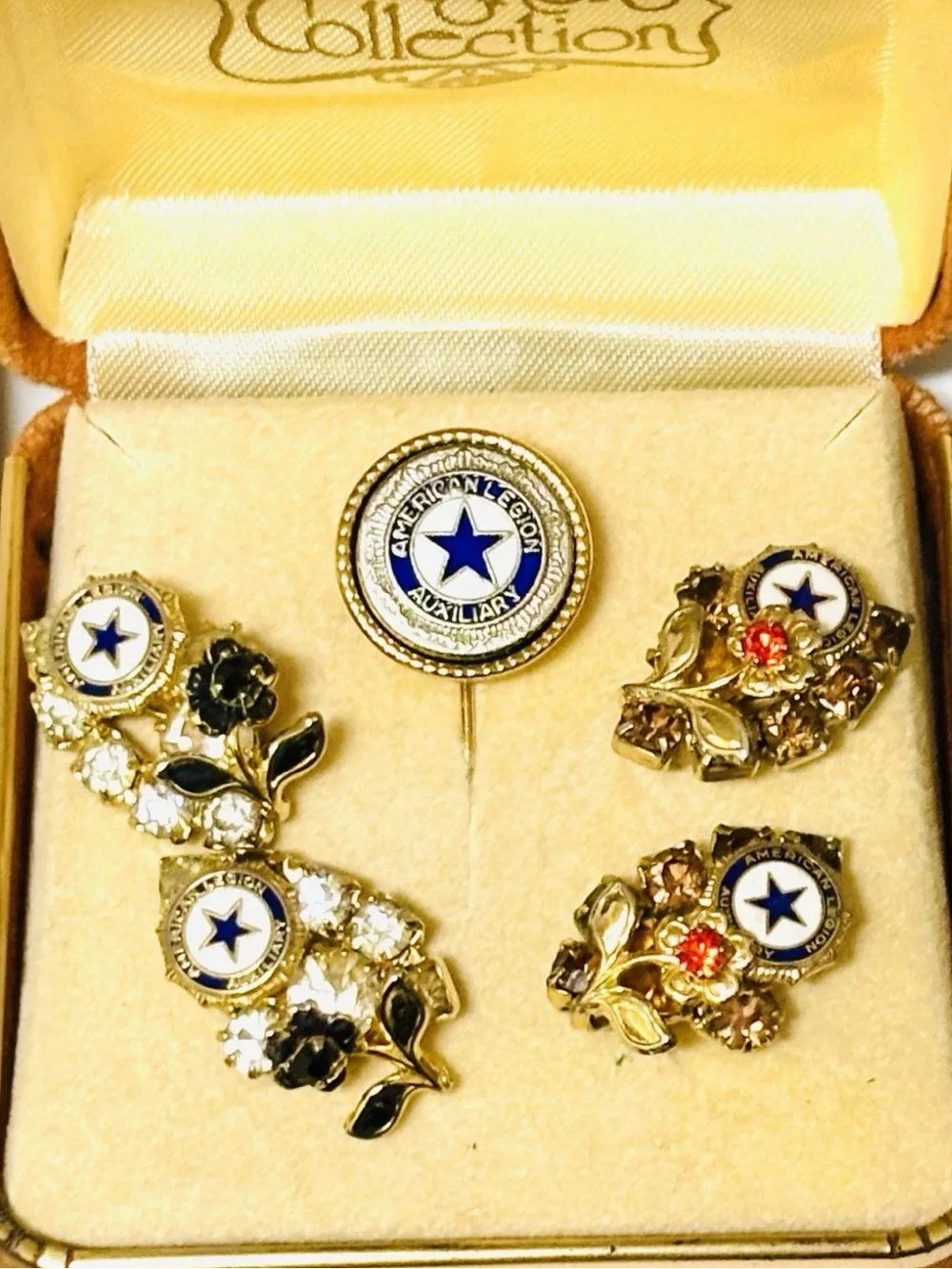 Vintage North Dakota American Legion Lot Pins Buttons Clip Earrings Patches